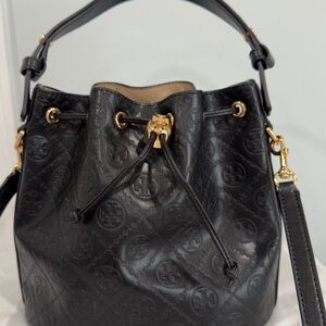 Tory Burch Black Embossed Shoulder Bag